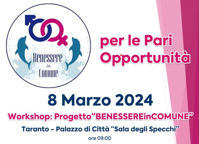 “BENESSEREinCOMUNE”, venerdì 8 marzo il primo workshop a Palazzo di Città